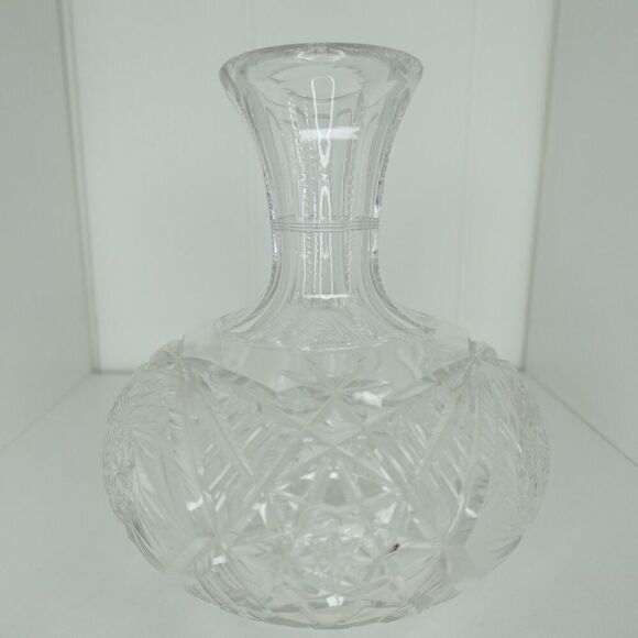 American Brilliant Cut Glass Pinwheel Hobstar Carafe Vase Crystal - Picture 4 of 7